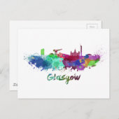 Glasgow skyline in waterverf briefkaart (Voorkant / Achterkant)