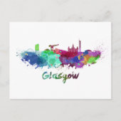 Glasgow skyline in waterverf briefkaart (Voorkant)