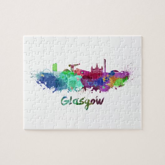 Glasgow skyline in waterverf legpuzzel (Horizontaal)