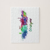 Glasgow skyline in waterverf legpuzzel (Verticaal)