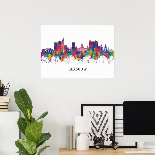 Glasgow Skyline Poster (Thuiskantoor)