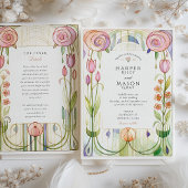 Glasgow Style Waterverf Wedding Kaart