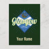 Glasgow UK City Scotland Retro Bagpipes  Feestdagenkaart (Voorkant)