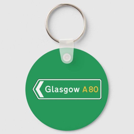 Glasgow, UK Road Sign Sleutelhanger (Voorkant)