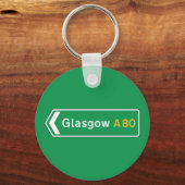 Glasgow, UK Road Sign Sleutelhanger (Voorkant)