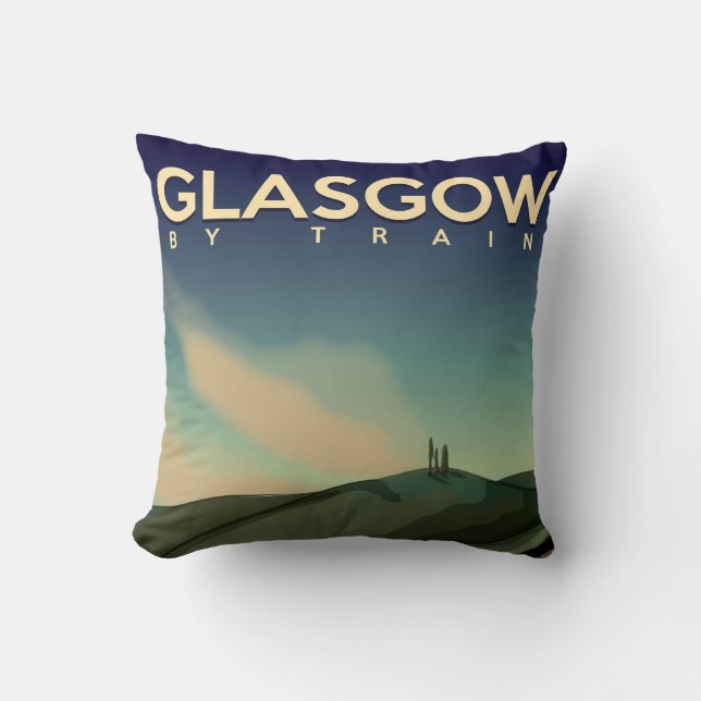 Glasgow vintage treinaffiche kussen (Voorkant)