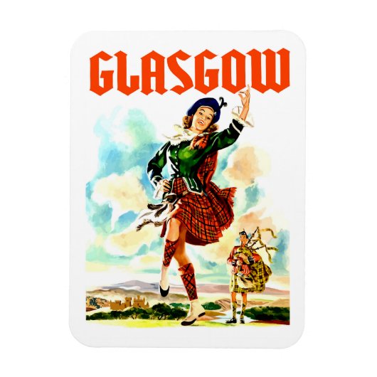 Glasgow, vrouw in kilt, magneet (Verticaal)
