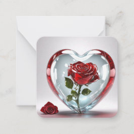 Glasherz mit Rosen-Karte / Glass heart with roses  Notitiekaartje