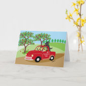 Glasknoll Boerderij Labradors en Red Truck Kaart (Gele Bloem)