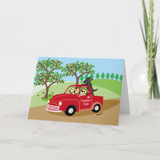 Glasknoll Boerderij Labradors en Red Truck Kaart (Voorkant)