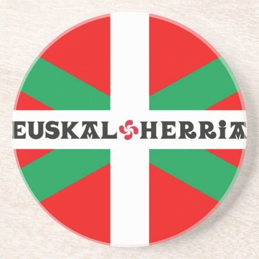 Glasmafdrukken Drapeau Basque "Ikkurina" Zandsteen Onderzetter (Voorkant)