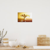 Glasmand met poster van vruchten en van klaver (Keuken)