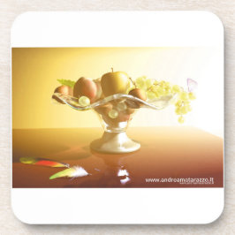 Glasmand met vruchten en vlinder bier onderzetter