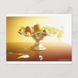 Glasmand met vruchten en vlinder briefkaart