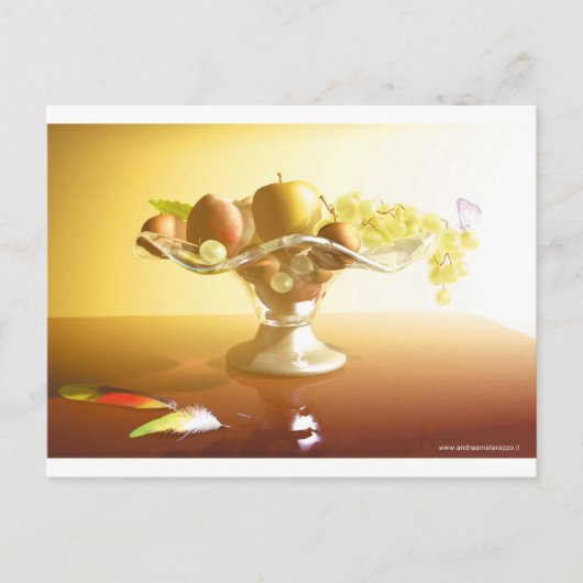 Glasmand met vruchten en vlinder briefkaart (Voorkant)