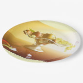 Glasmand met vruchten en vlinder papieren bordje (Gekanteld)