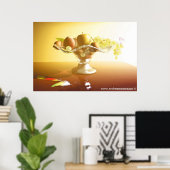 Glasmand met vruchten en vlinder poster (Thuiskantoor)