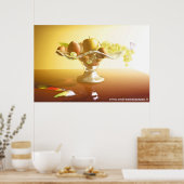 Glasmand met vruchten en vlinder poster (Keuken)