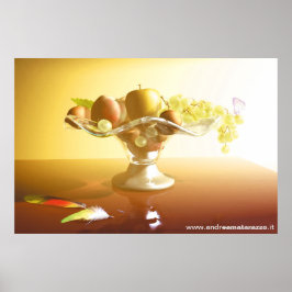 Glasmand met vruchten en vlinder poster