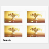 Glasmand met vruchten en vlinder rechthoekige sticker (Vel)