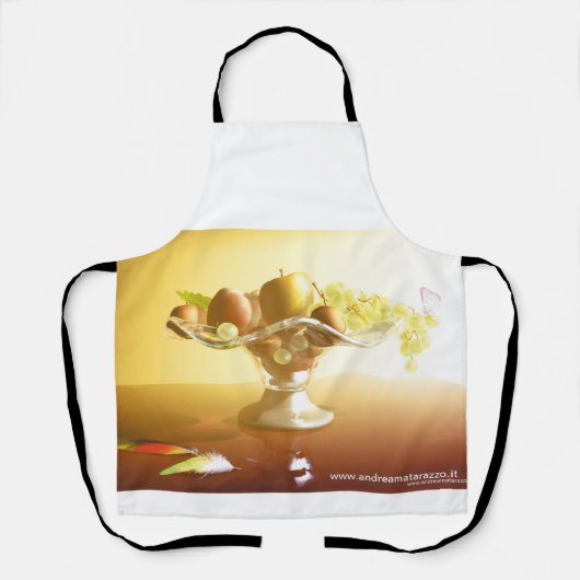 Glasmand met vruchten en vlinder schort (Voorkant)