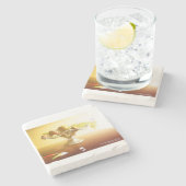 Glasmand met vruchten en vlinder stenen onderzetter (Zijkant)