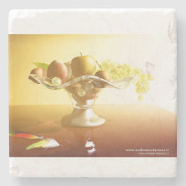 Glasmand met vruchten en vlinder stenen onderzetter