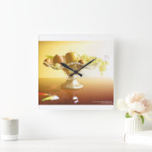 Glasmand met vruchten en vlinder vierkante klok (Huis)