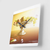 Glasmand met vruchten en vlinder vierkante klok (Hoek)