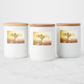 Glasmand met vruchten en vlinder voedselcontainer etiket (Flessen)