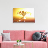 Glasmandje met vruchten en legdoek canvas afdruk (Insitu (Woonkamer))