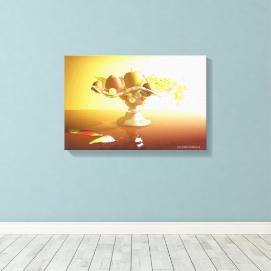 Glasmandje met vruchten en legdoek canvas afdruk (Insitu (Houten vloer))