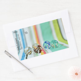 Glasmarbles met 3-D multi-kleurige strepen Rechthoekige Sticker