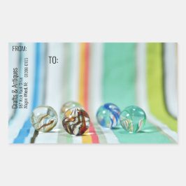 Glasmarbles met 3-D multi-kleurige strepen Rechthoekige Sticker