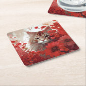 Glasmatrassen Bloemkat Kartonnen Onderzetters (Schuin)