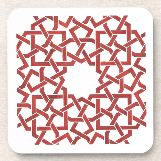 Glasmatrassen Mozaïek Marokkaans rood MAMLUK Bier Onderzetter (Voorkant)