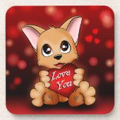 Glasondergoed De puppy houdt van je Bier Onderzetter (Voorkant)