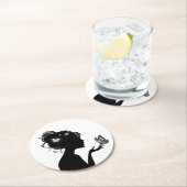 Glasondergoed van Papier Witte vlindervrouw Ronde Kartonnen Onderzetter (Insitu)