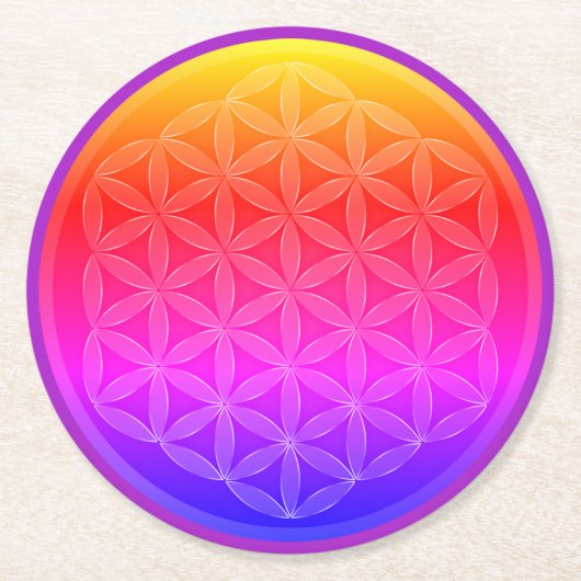 Glasonders Fleur de Vie Ronde Kartonnen Onderzetter (Voorkant)