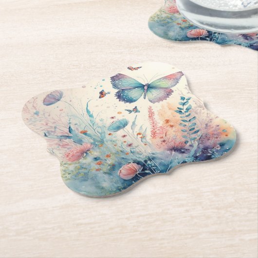 Glasonderstukken van vlinderpapier kartonnen onderzetters (Gekanteld)