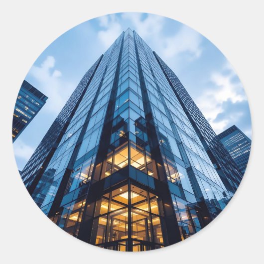 Glasopgang – Moderne Glasarchitectuur Ronde Sticker (Voorkant)