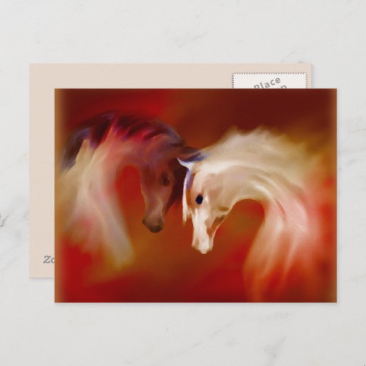 "Glaspaarden" ~ Briefkaart (Voorkant / Achterkant)