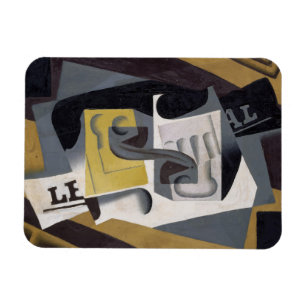 Glass and Newspaper, 1917 (olie op multiplex) Magneet