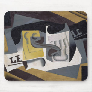 Glass and Newspaper, 1917 (olie op multiplex) Muismat