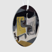 Glass and Newspaper, 1917 (olie op multiplex) Ornament (voorkant)