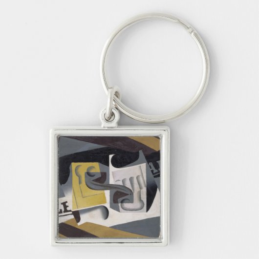 Glass and Newspaper, 1917 (olie op multiplex) Sleutelhanger (Voorkant)
