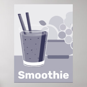 Glass Black, White, Blue Kitchen Wall Art - Poster