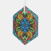 Glass Bloom Hexagon Glass Ornament (Voorkant links)