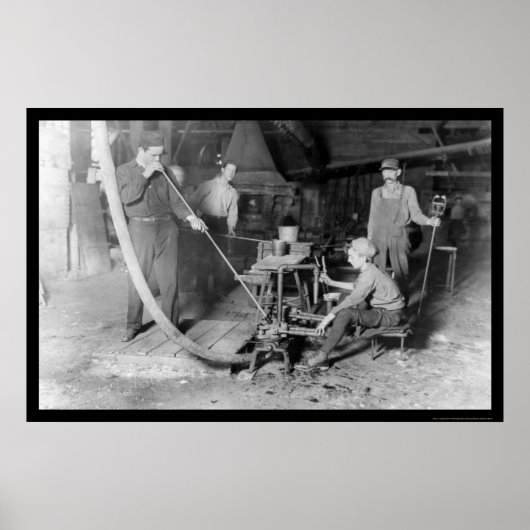 Glass Blower in Grafton, WV 1908 Poster (Voorkant)