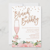 Glass Brunch Bubbly Floral Vrijgezellenfeest Kaart (Voorkant)